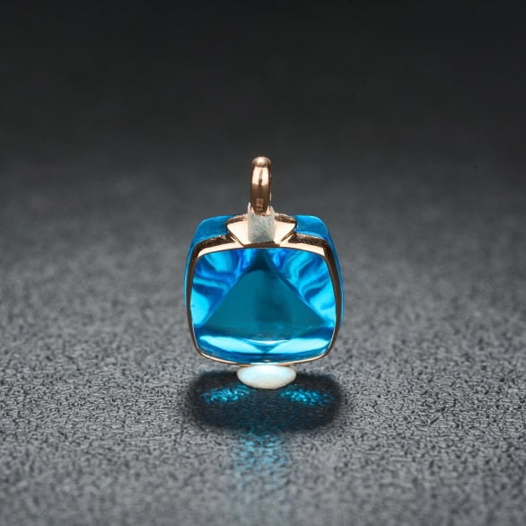 14k Gold 29.12 Ct Natural Topaz & Diamond Pendant( Without Chain ) - 7