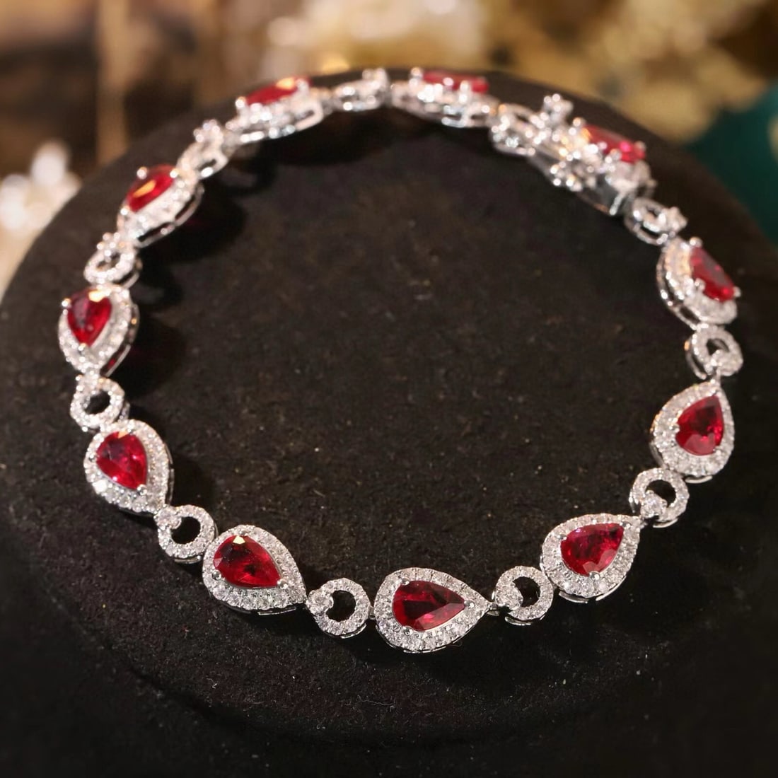 14k Gold 6.7 Ctw Natural Ruby & Diamond Bracelet - 8