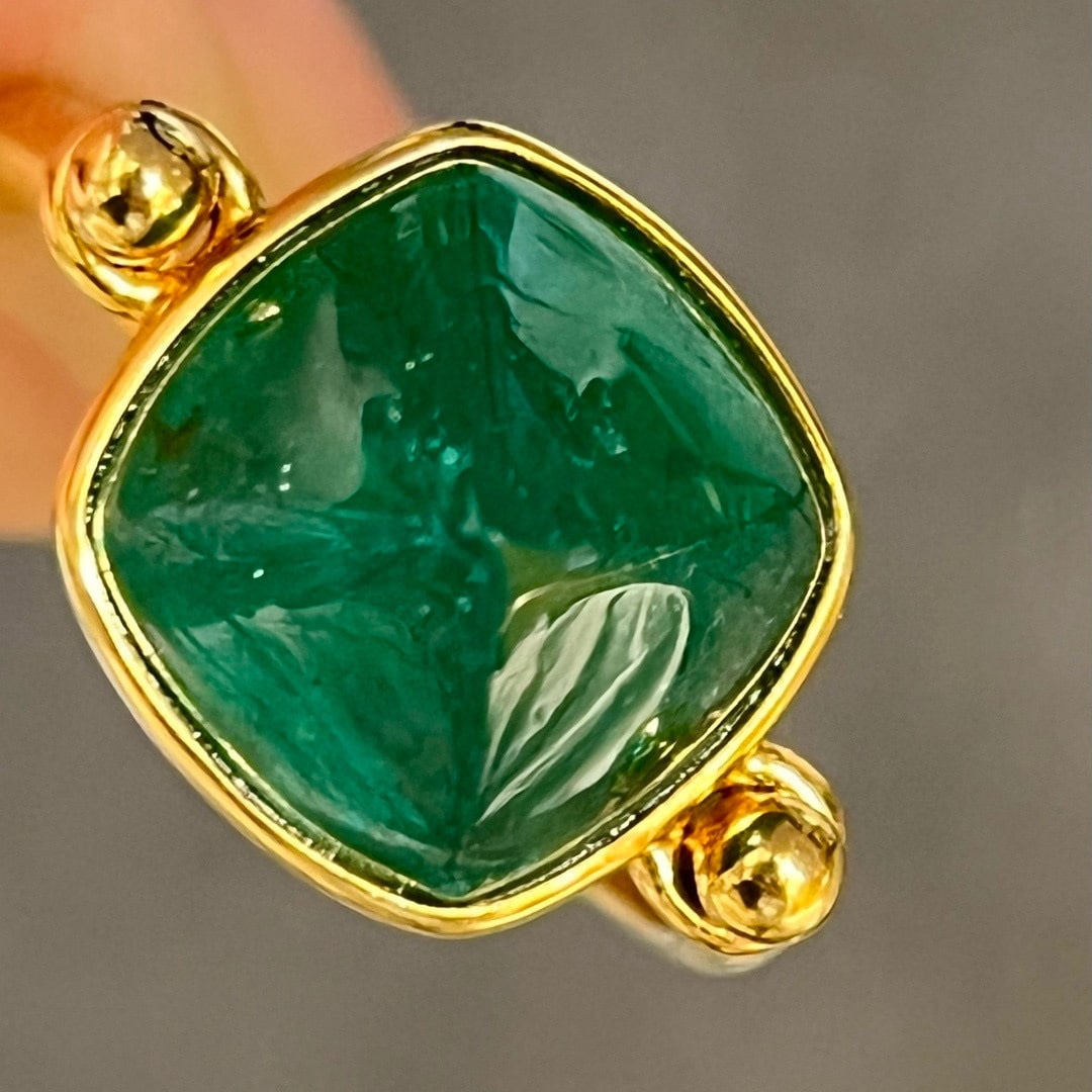 14k Gold 6.51 Ct Natural Emerald Ring - 4