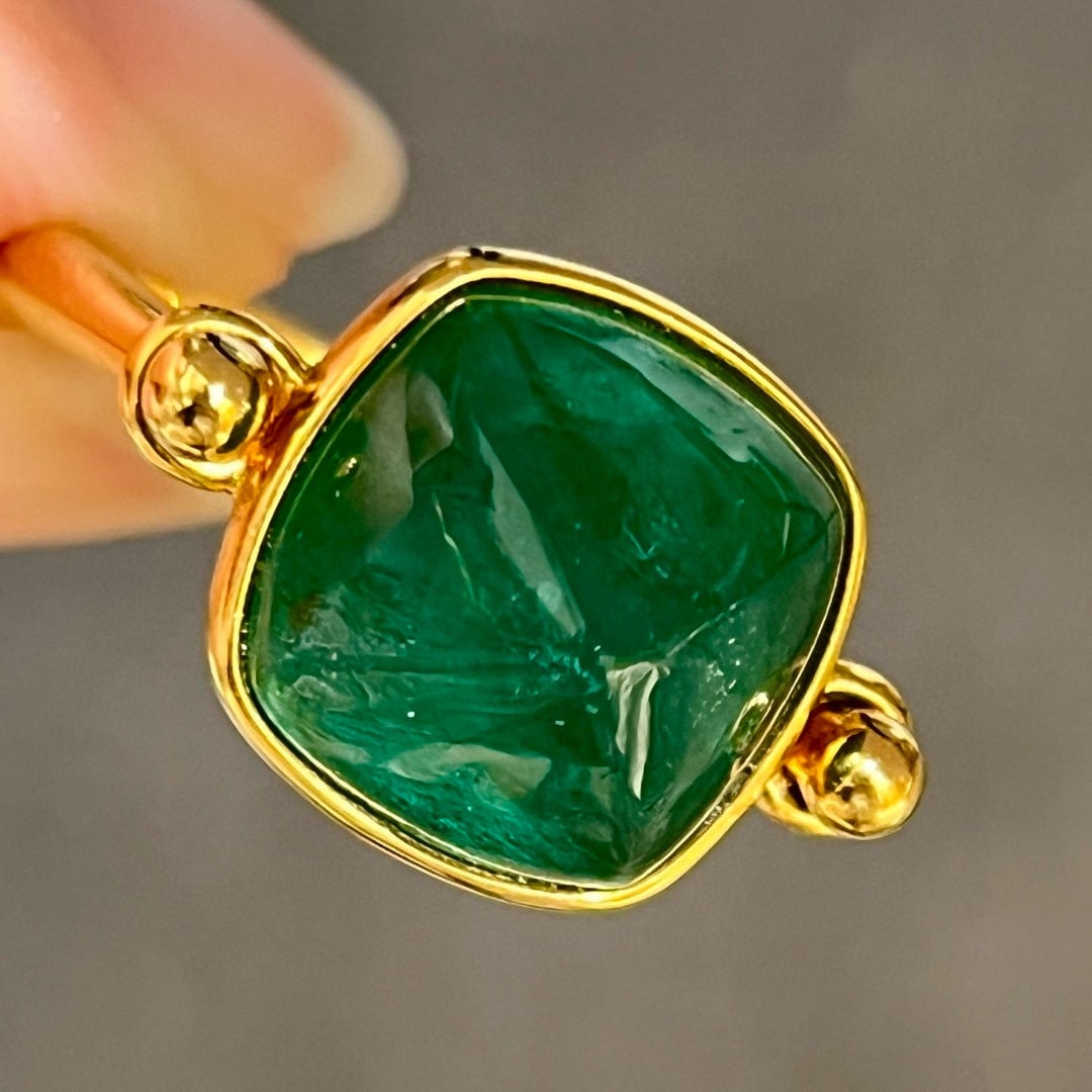 14k Gold 6.51 Ct Natural Emerald Ring - 5