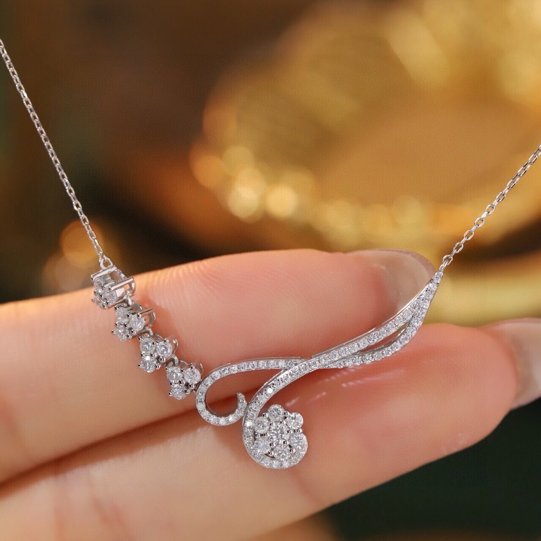 14k Gold 0.75 Ct Natural H Diamond Necklace - 6