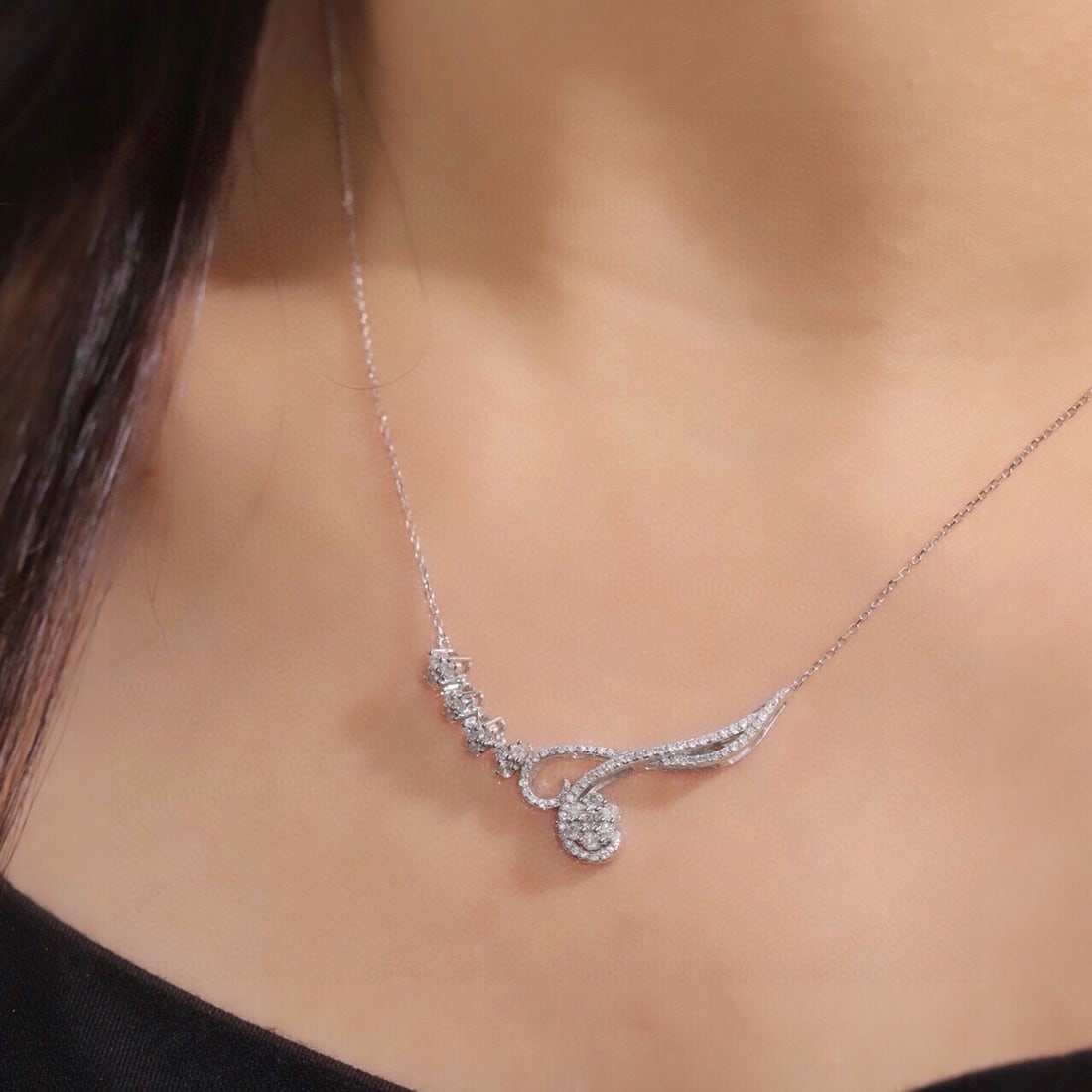 14k Gold 0.75 Ct Natural H Diamond Necklace - 7