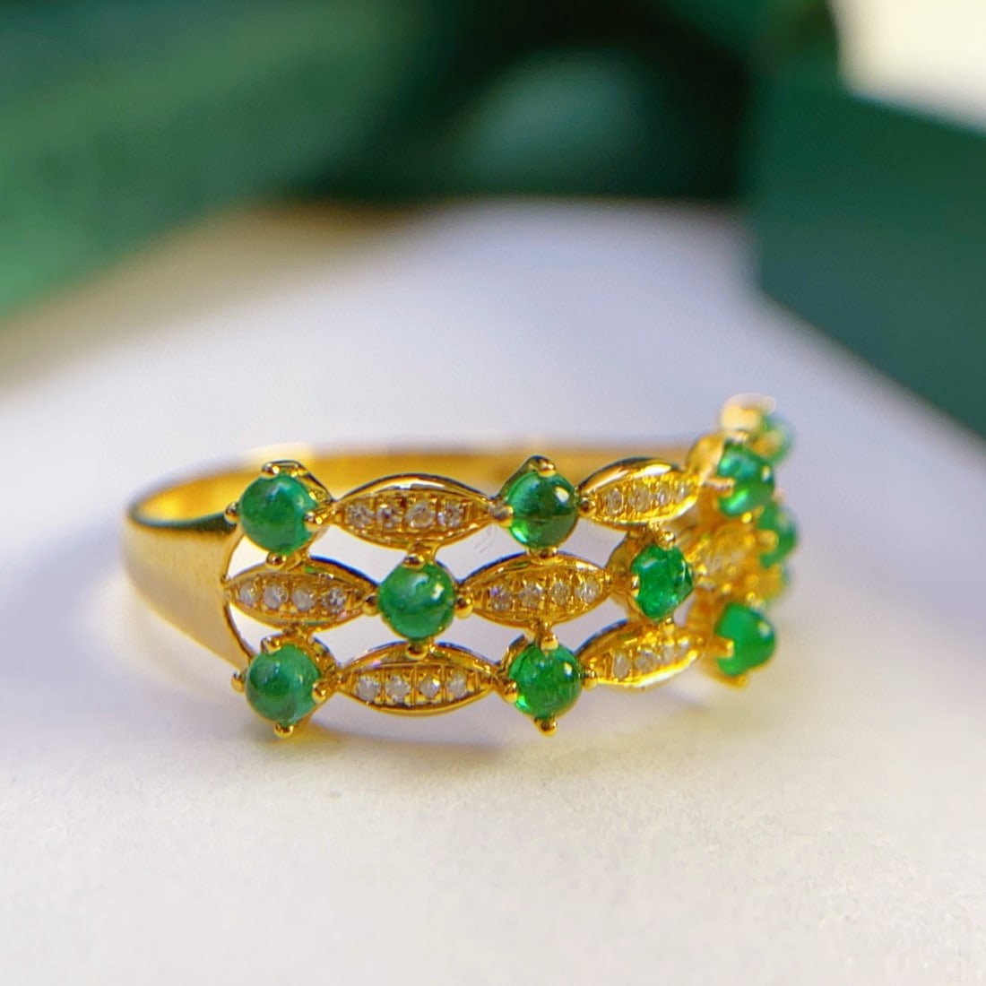 14k Gold 1.00 Ct Natural Emerald & Diamond Ring - 4