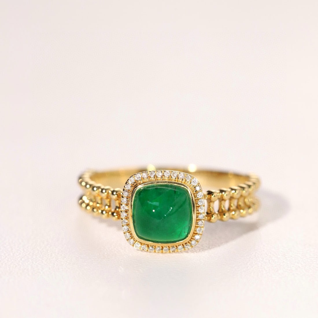 14k Gold 1.01 Ctw Natural Emerald & Diamond Ring - 7
