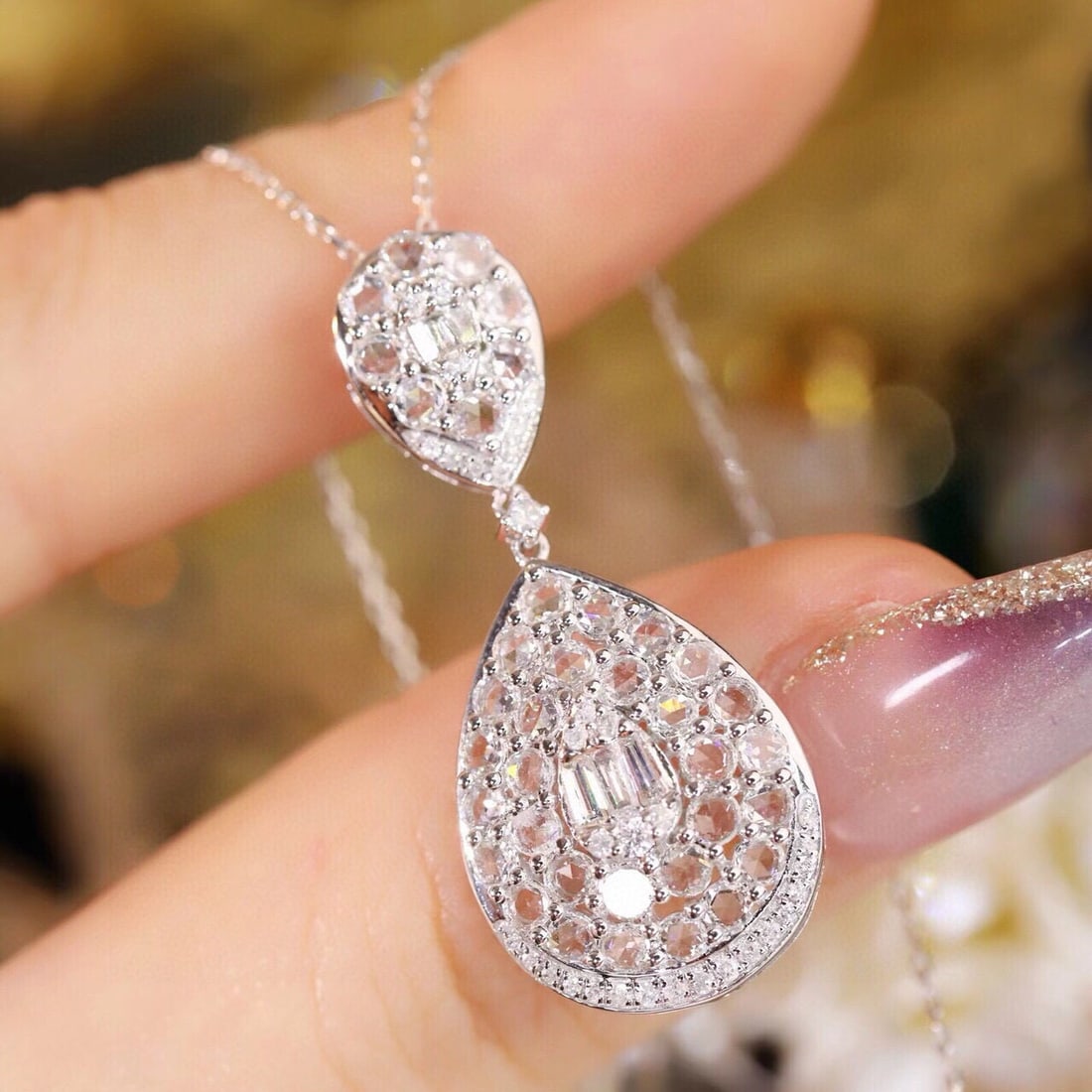 14k Gold 1.4 Ct Natural H Diamond Necklace - 6