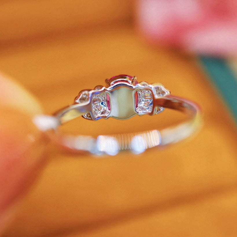 14k Gold 1.47 Ctw Natural Padparadscha Sapphire & Diamond Ring - 4