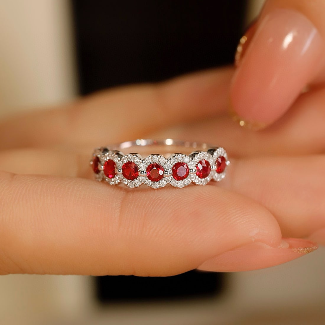 14k Gold 1.47 Ctw Natural Ruby & Diamond Ring: Ref:231089259 // gold content:14k gold // ring size:7. 25us // // main gemstone:ruby // shape:round // carat weight:1. 3ct // color:pigeonblood red // treatment:natural // cut grade:g // // adjacent