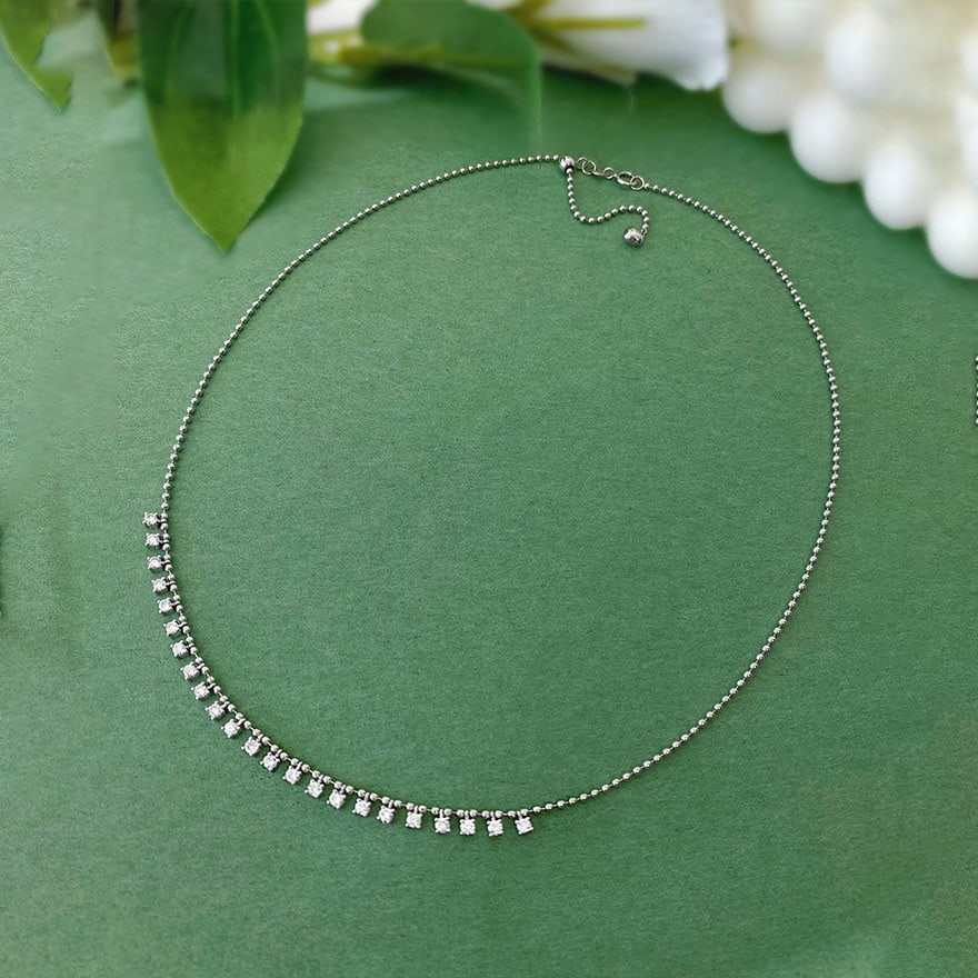 14k Gold 1 Ct Natural H Diamond Necklace - 4