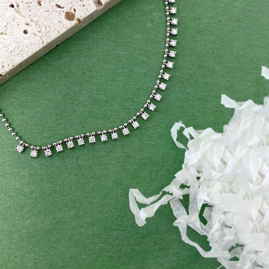14k Gold 1 Ct Natural H Diamond Necklace - 5