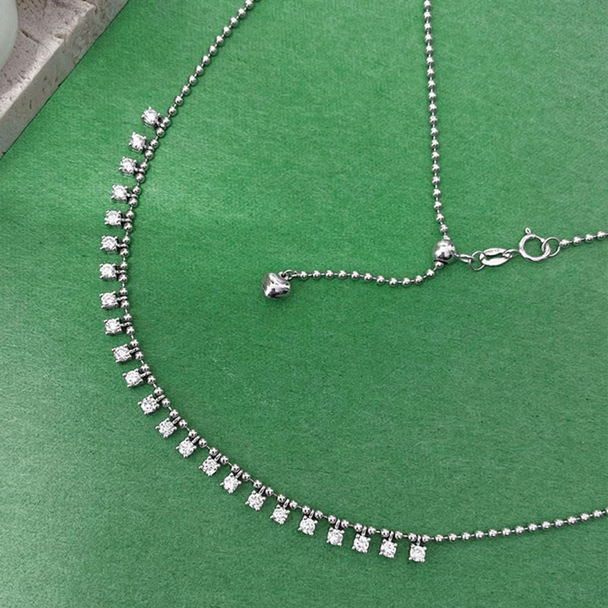 14k Gold 1 Ct Natural H Diamond Necklace - 7