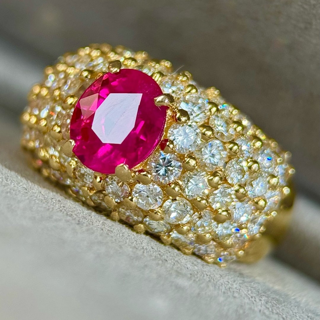 14k Gold 4.61 Ctw Natural Ruby & Diamond Ring - 4