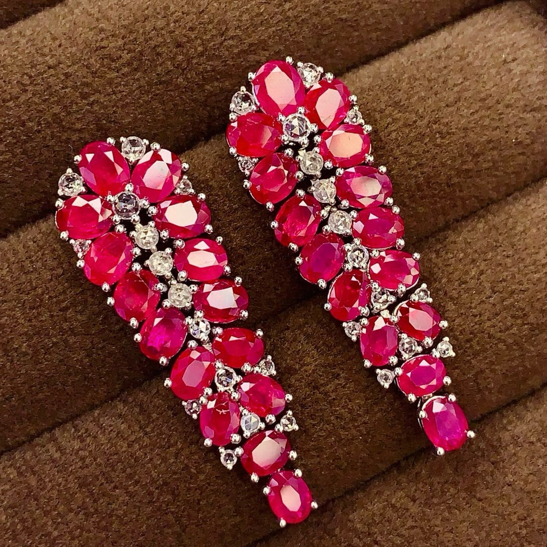 14k Gold 8.87 Ct Natural Ruby & Sapphire Earrings - 5