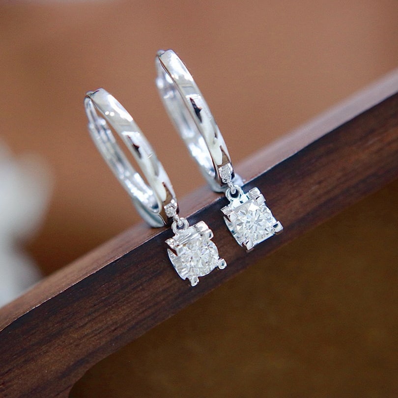 14k Gold 0.38 Ct Natural H Diamond Earrings - 2