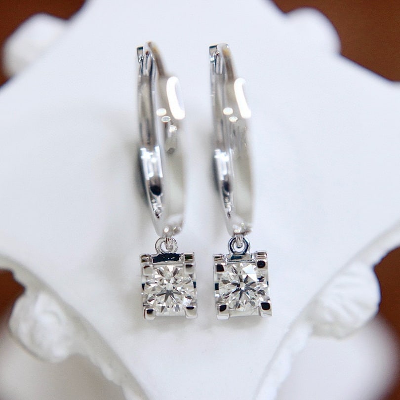 14k Gold 0.38 Ct Natural H Diamond Earrings - 4