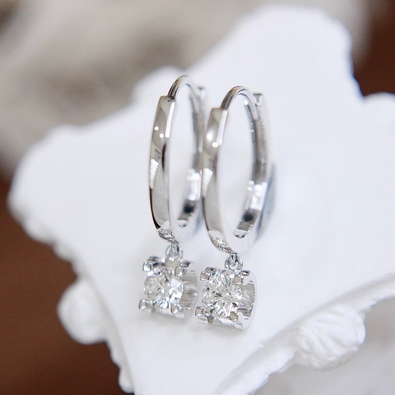 14k Gold 0.38 Ct Natural H Diamond Earrings - 5