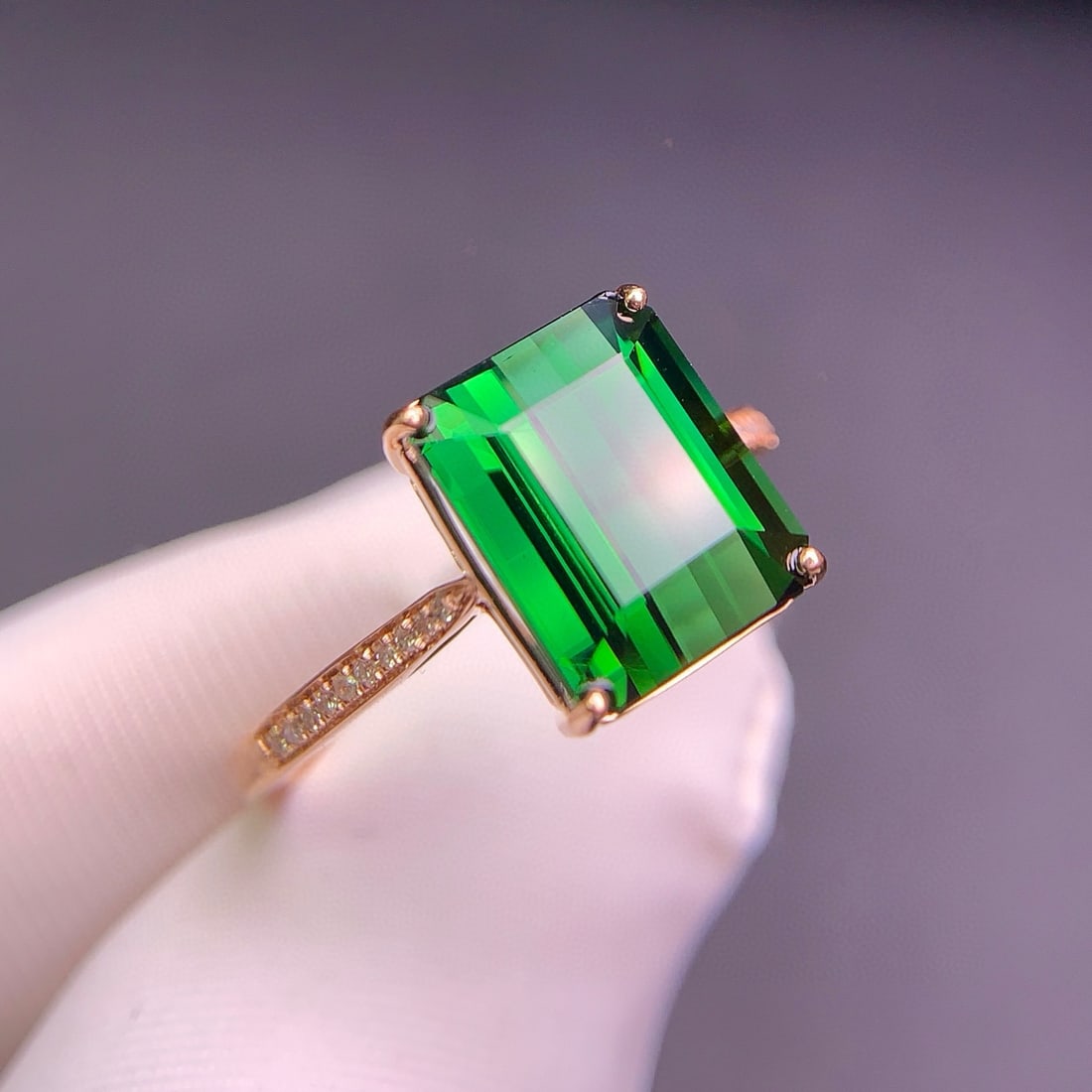 14k Gold 4.2 Ct Natural Tourmaline & Diamond Ring - 7