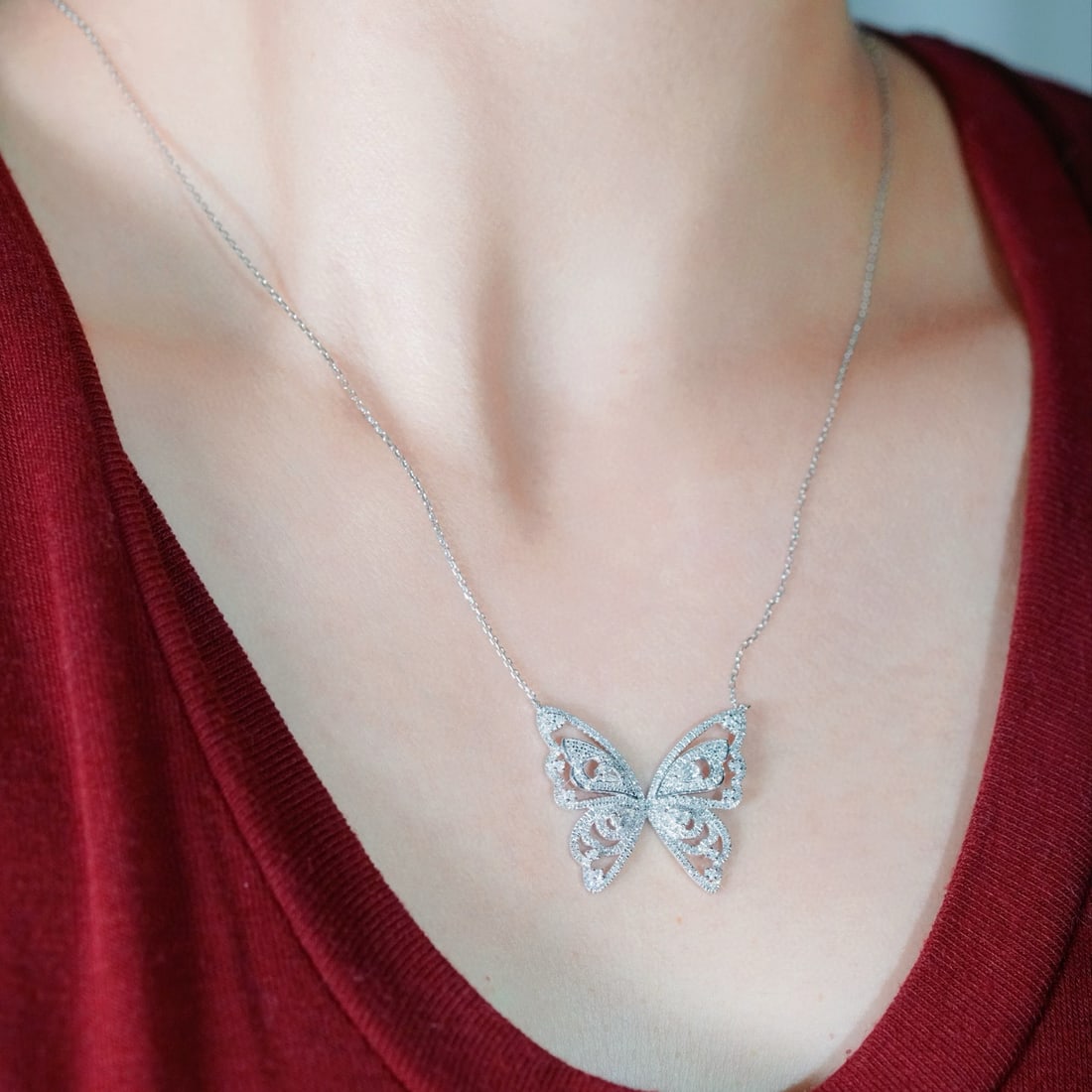14k Gold 0.86 Ct Natural H Diamond Necklace - 3