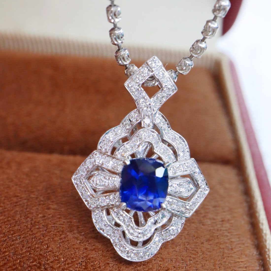 14k Gold 1.38 Ctw Natural Sapphire & Diamond Pendant( Without Chain ) - 2