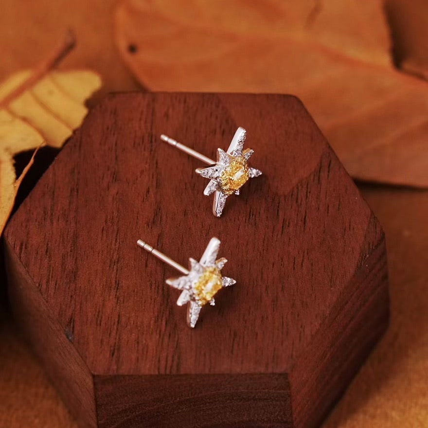 14k Gold 0.48 Ct Natural H Diamond Earrings - 2
