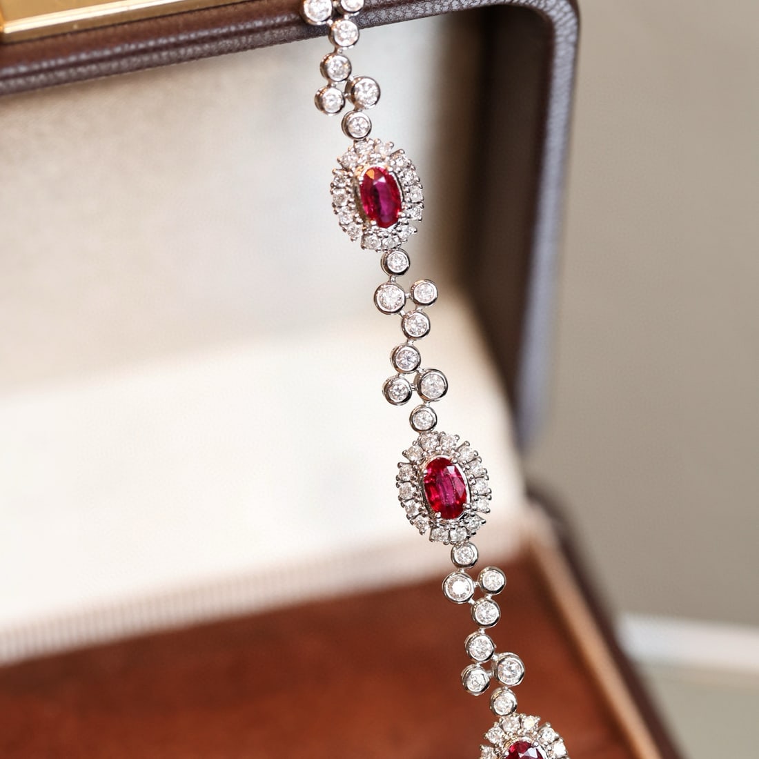 14k Gold 3.26 Ctw Natural Ruby & Diamond Bracelet - 3