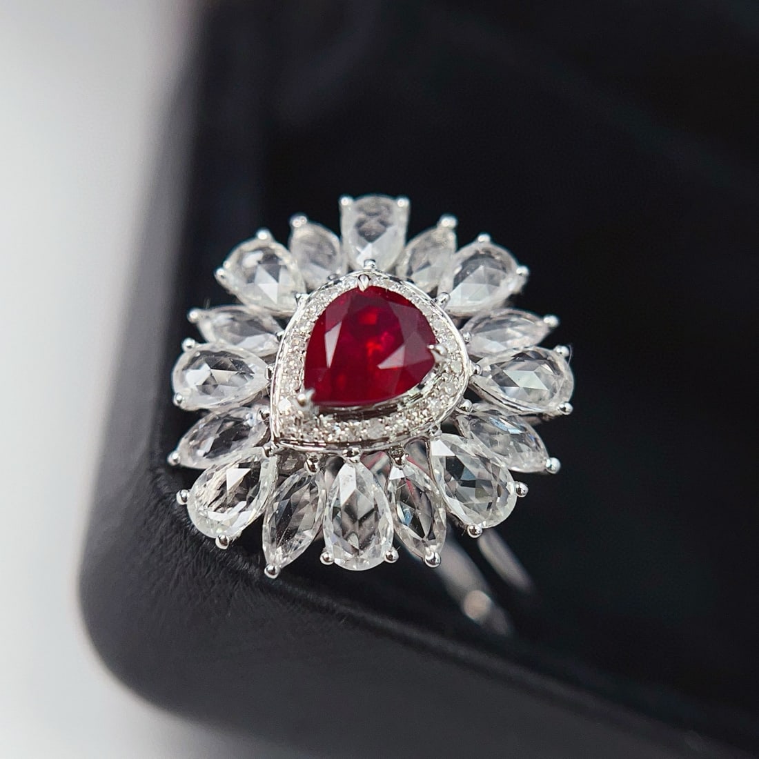14k Gold 0.65 Ct Vivid Red Natural Ruby & Diamond & Sapphire Ring/pendant( Without Chain ) - 2
