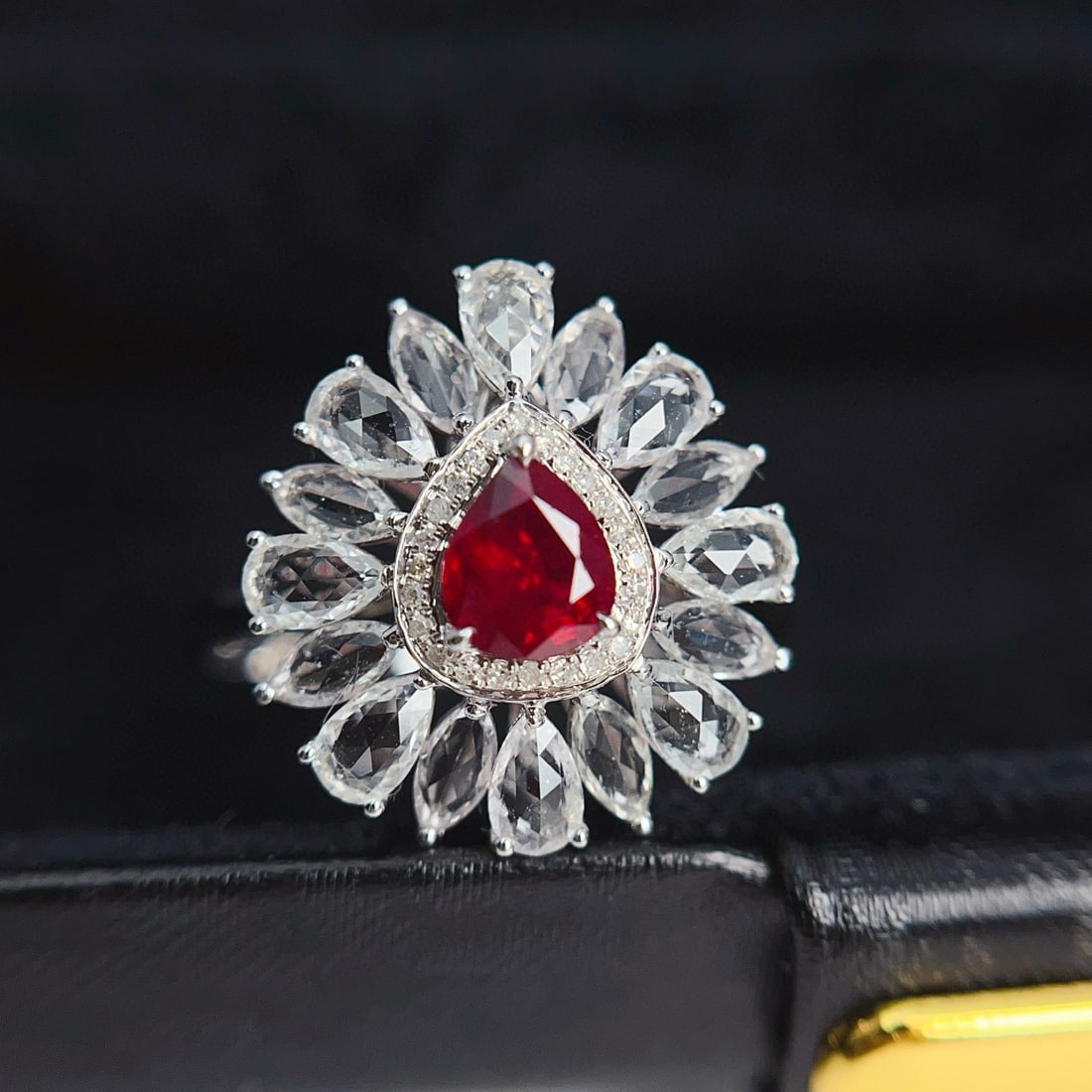 14k Gold 0.65 Ct Vivid Red Natural Ruby & Diamond & Sapphire Ring/pendant( Without Chain ) - 4