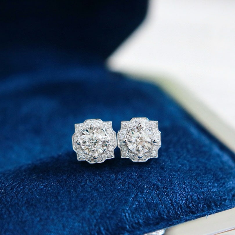 14k Gold 0.3 Ct Natural H Diamond Earrings - 2