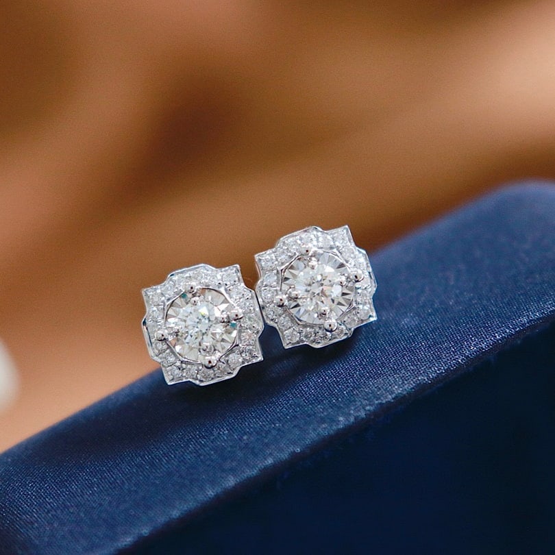14k Gold 0.3 Ct Natural H Diamond Earrings - 4