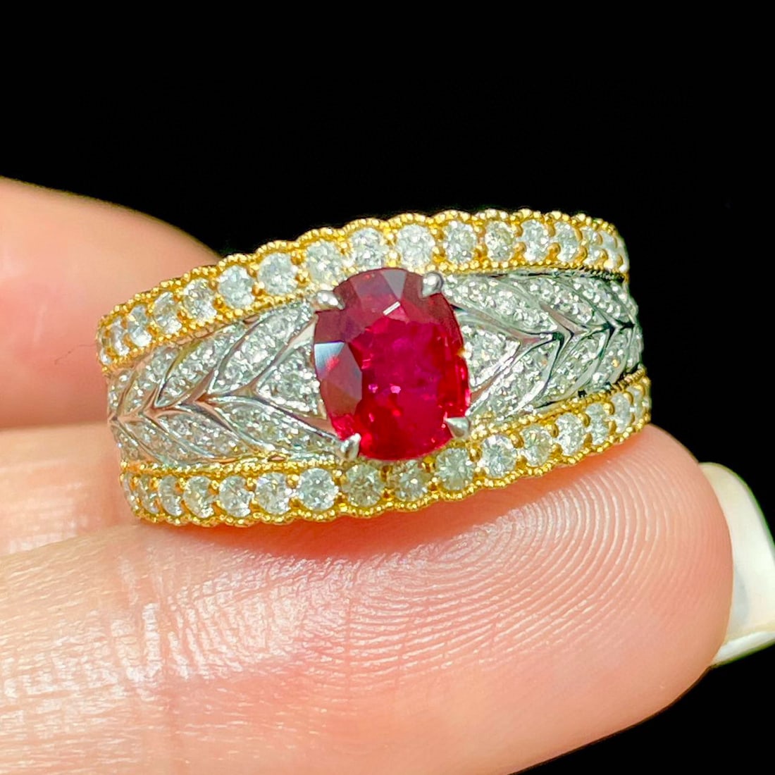 14k Gold 1 Ct Natural Ruby & Diamond Ring (1 of 7)