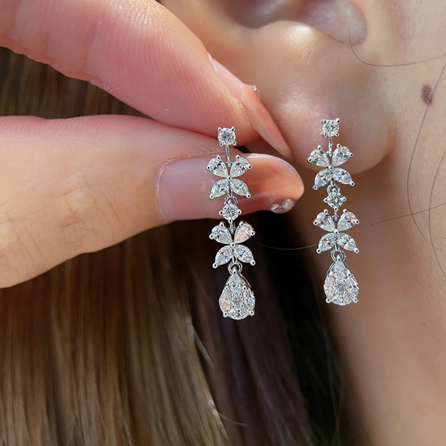 14k Gold 1.1 Ct Natural H Diamond Earrings - 3