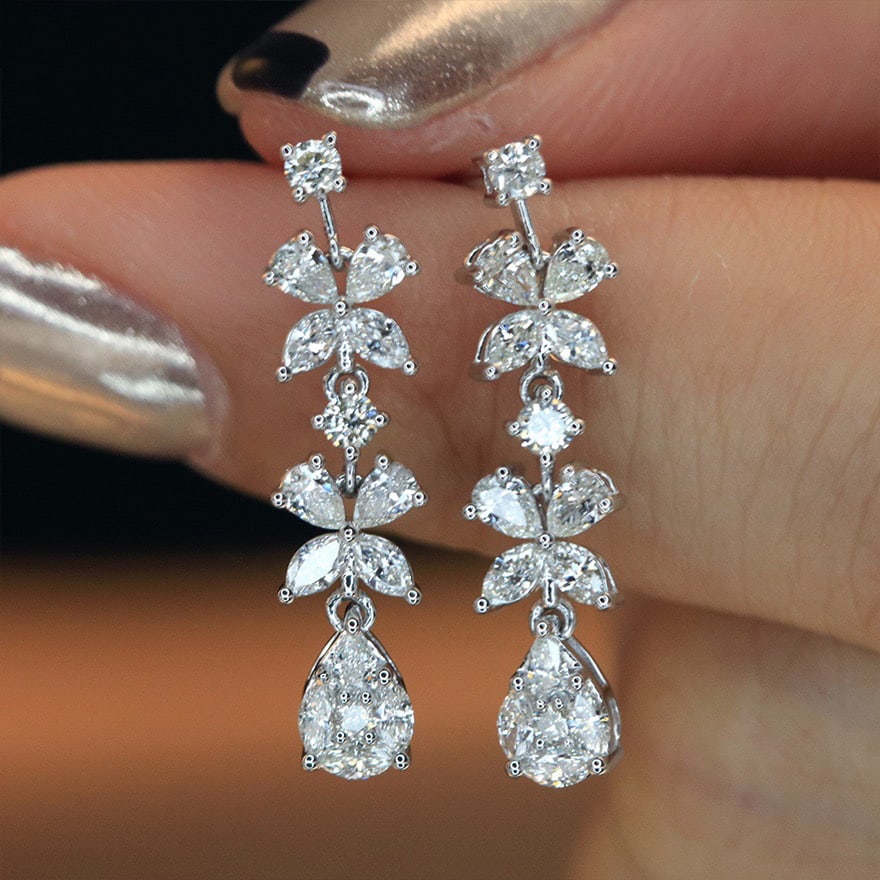 14k Gold 1.1 Ct Natural H Diamond Earrings - 4