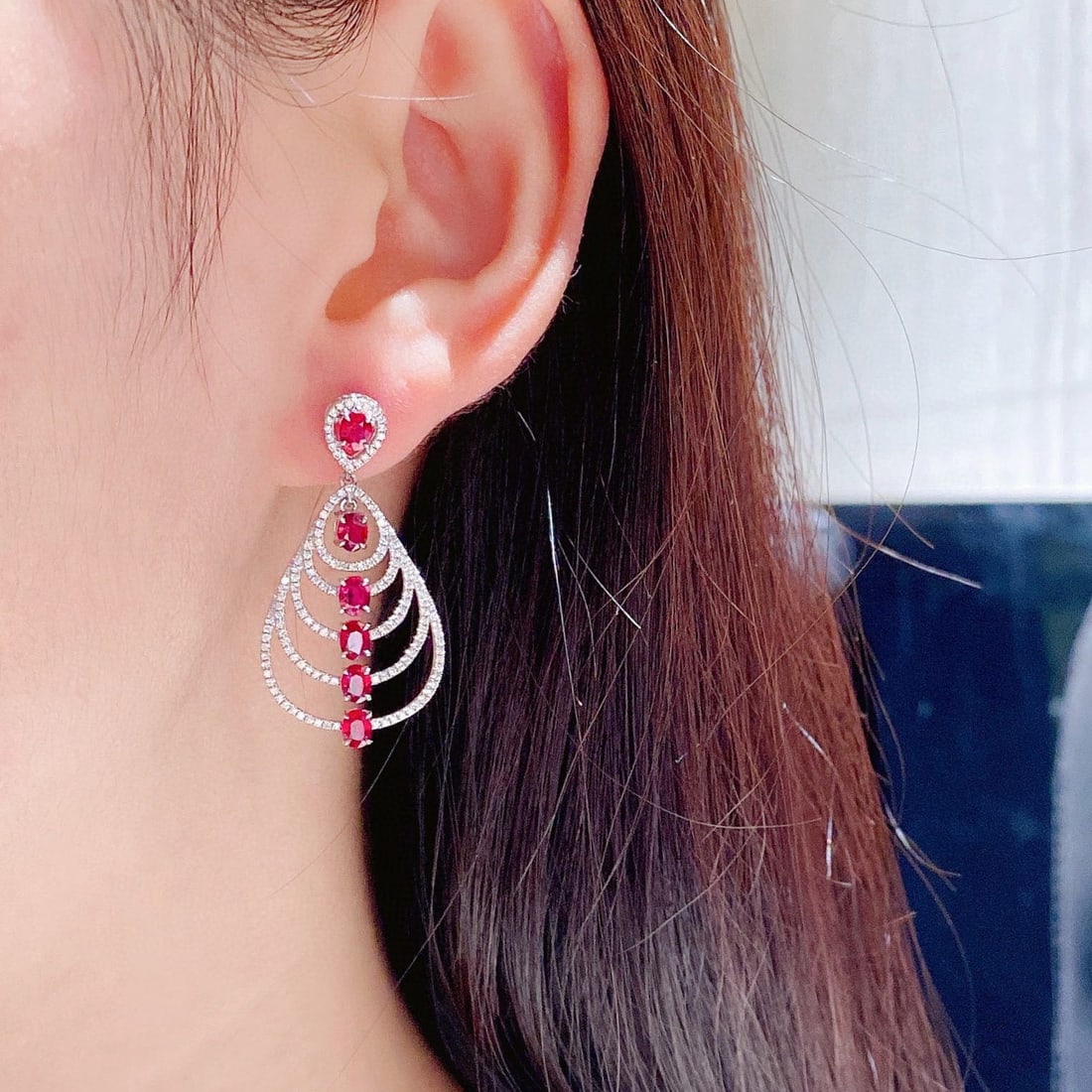 14k Gold 3.41 Ctw Natural Ruby & Diamond Earrings - 3