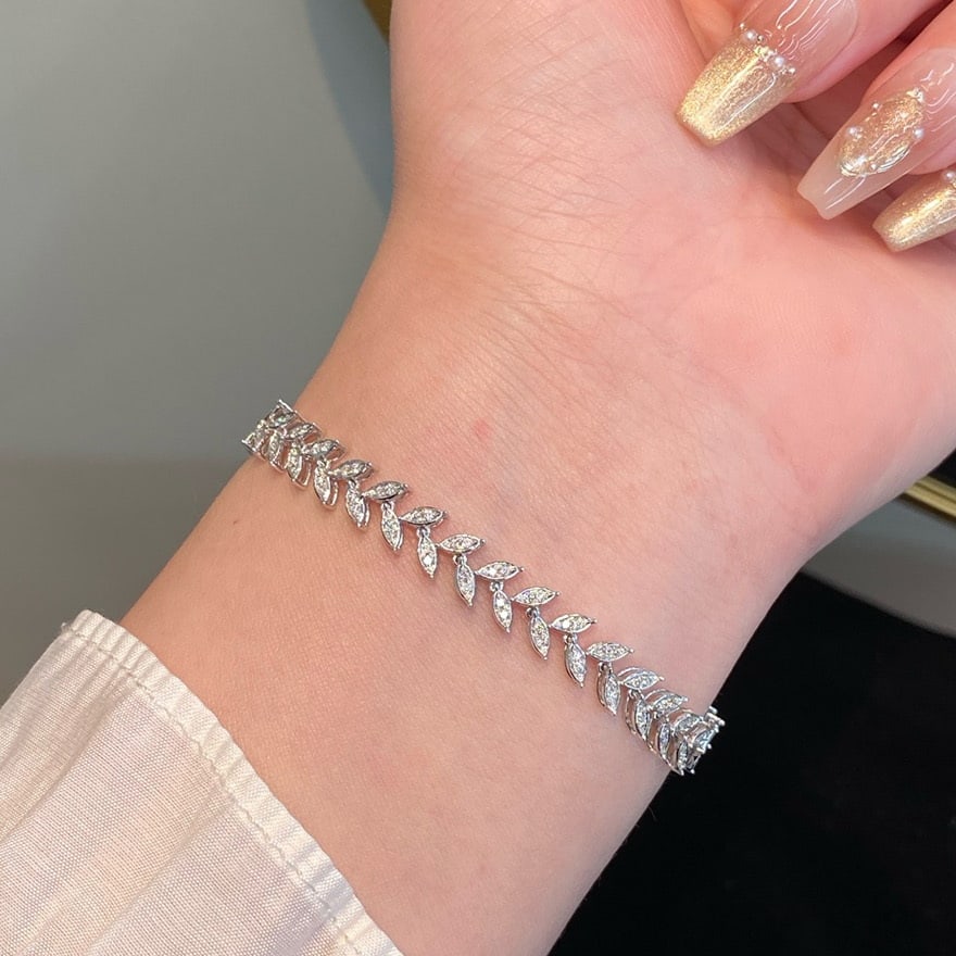 14k Gold 0.75 Ct Natural H Diamond Bracelet - 3