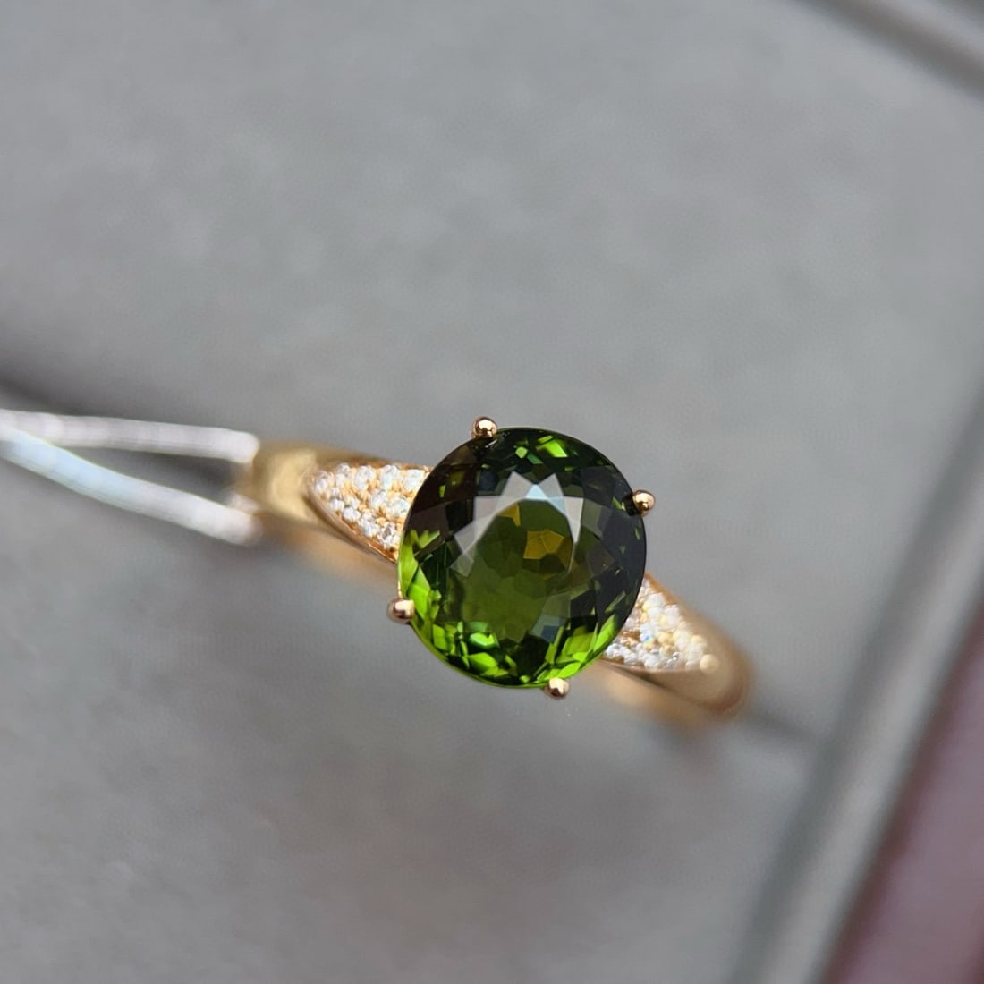 14k Gold 2.3 Ct Natural Tourmaline & Diamond Ring - 3