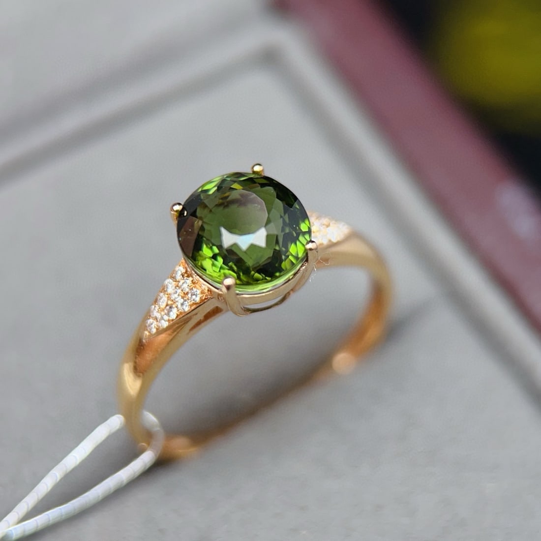 14k Gold 2.3 Ct Natural Tourmaline & Diamond Ring - 5