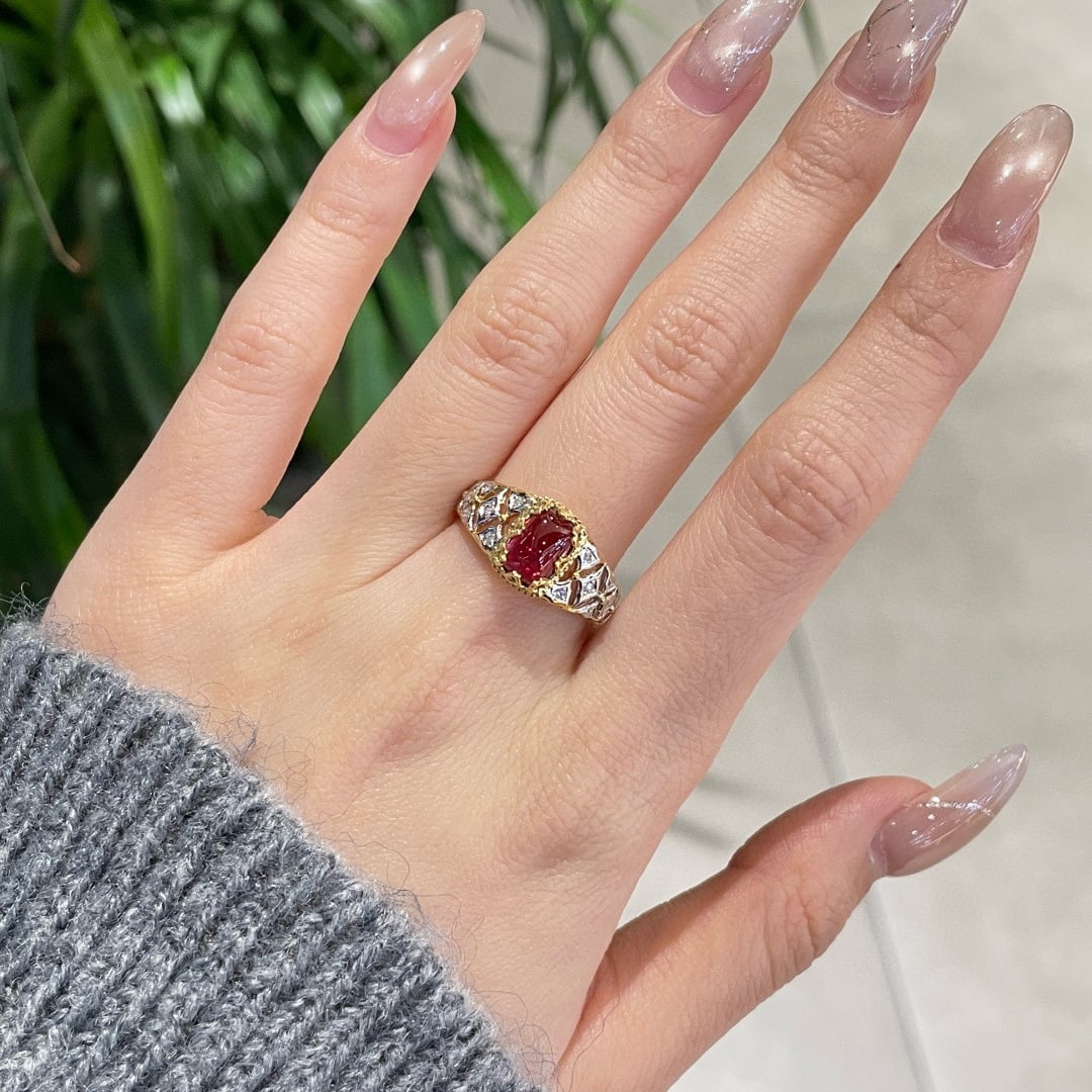 14k Gold 1.3 Ct Natural Tourmaline & Diamond Ring - 8