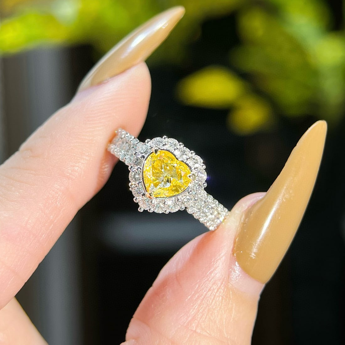 14k Gold 1.66 Ctw Natural Yellow Diamond & Diamond Ring - 2