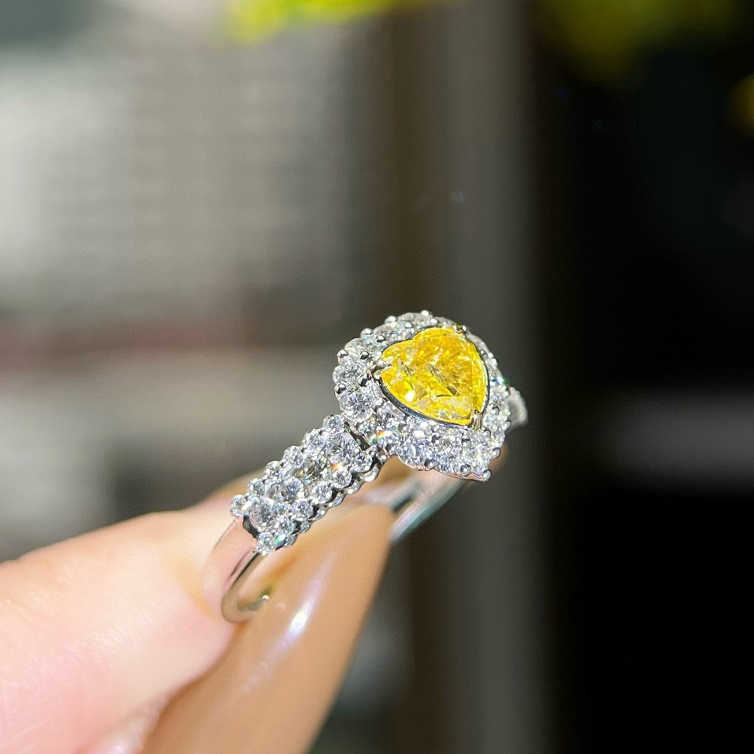 14k Gold 1.66 Ctw Natural Yellow Diamond & Diamond Ring - 3