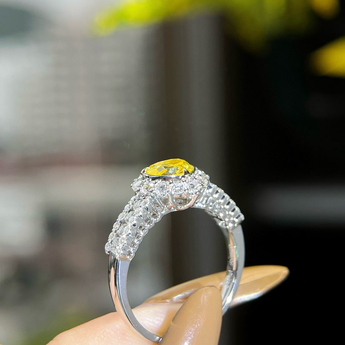 14k Gold 1.66 Ctw Natural Yellow Diamond & Diamond Ring - 5