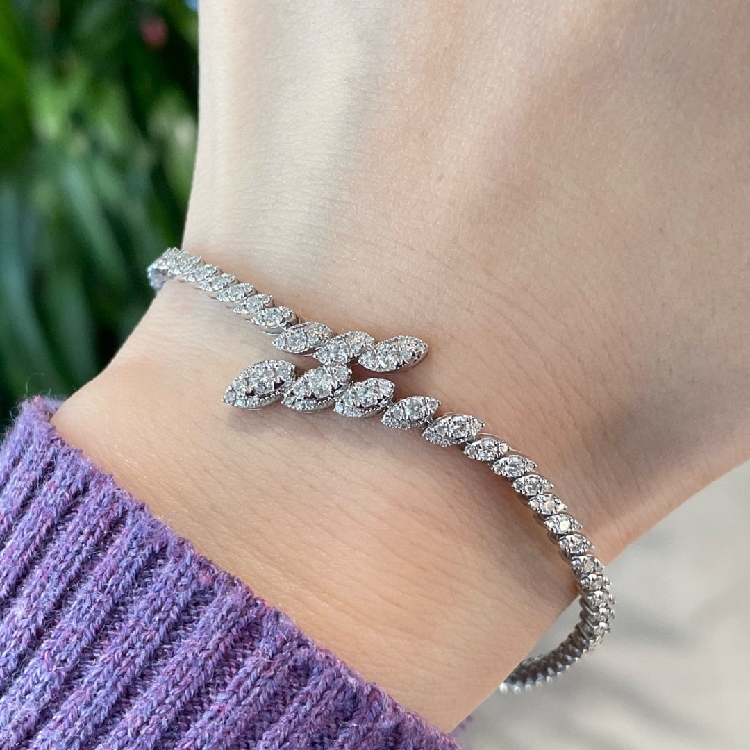 14k Gold 1.75 Ct Natural H Diamond Bracelet - 4
