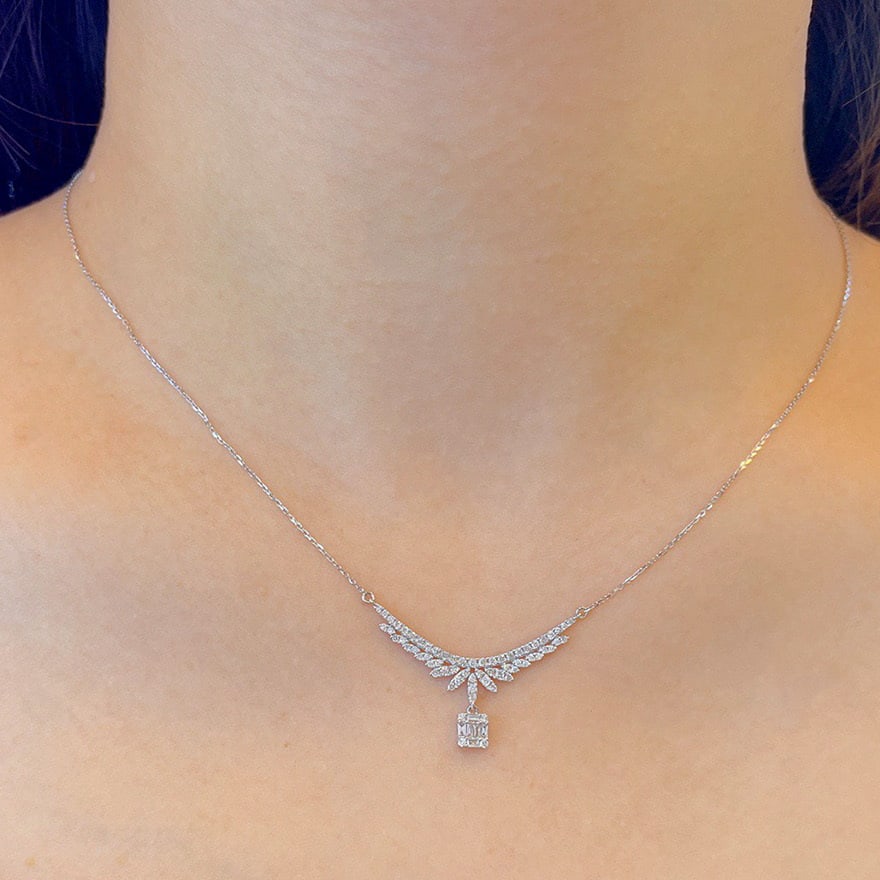 14k Gold 0.5 Ct Natural H Diamond Necklace - 3