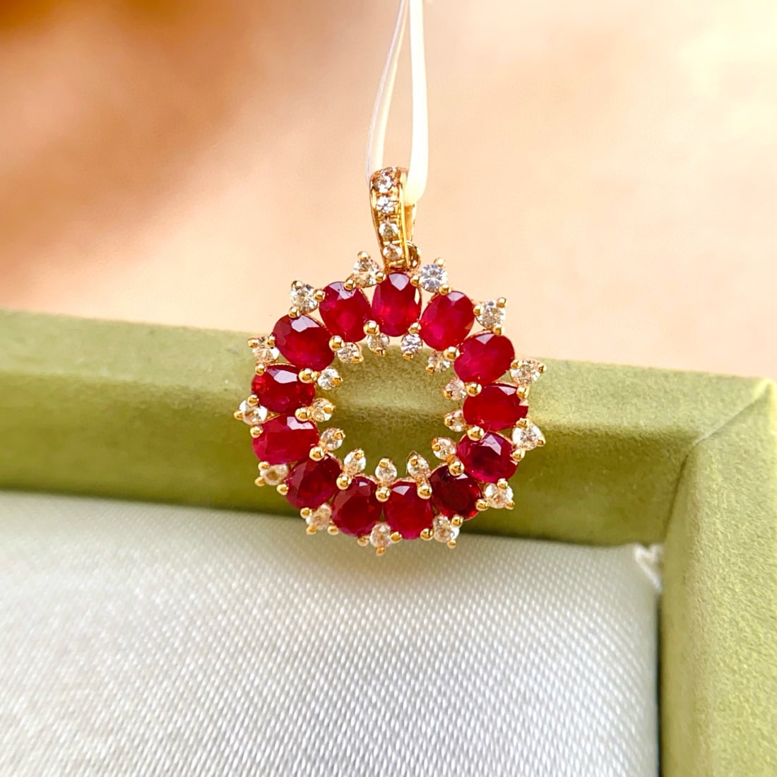 14k Gold 1.60 Ct Natural Ruby & Sapphire Pendant( Without Chain ) - 2