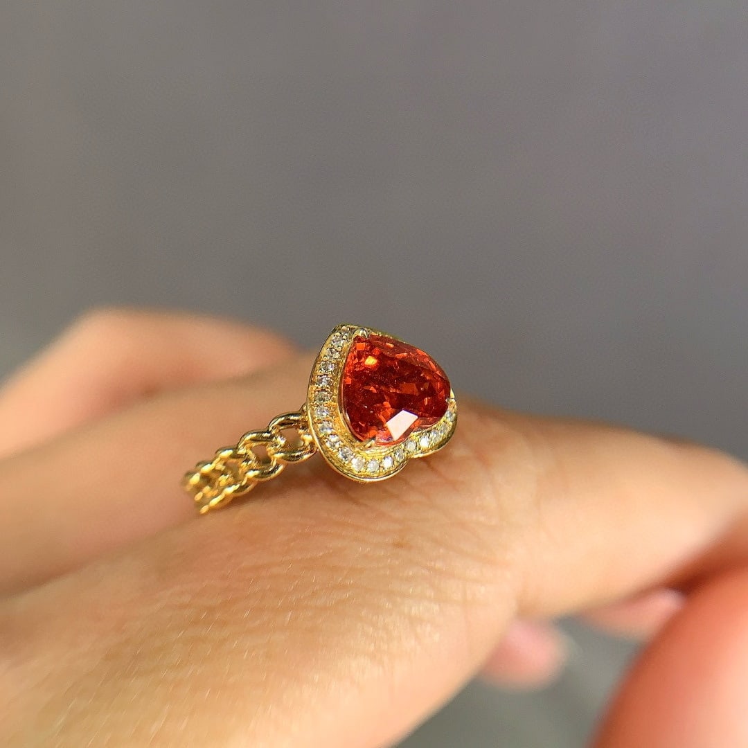 14k Gold 2.37 Ctw Natural Spessartine & Diamond Ring - 4