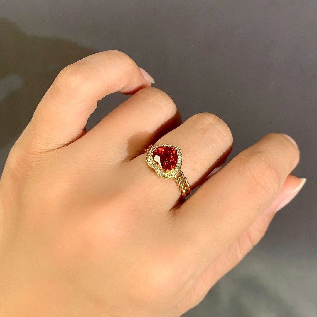 14k Gold 2.37 Ctw Natural Spessartine & Diamond Ring - 5