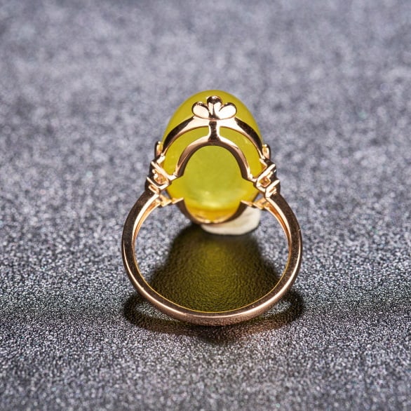 14k Gold 15.1 Ct Natural Prehnite & Diamond & Ruby Ring - 5