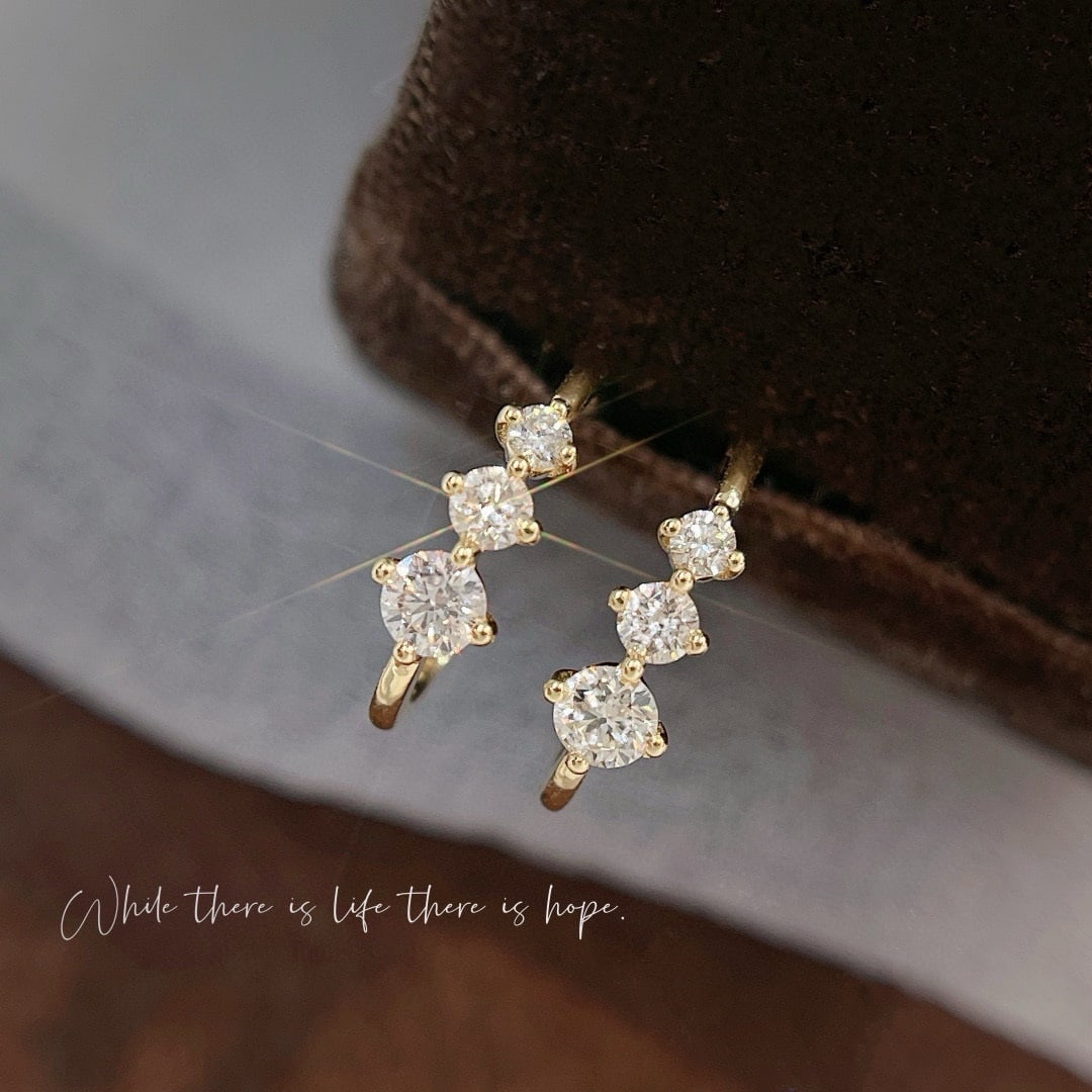 14k Gold 0.36 Ct Natural H Diamond Earrings - 5