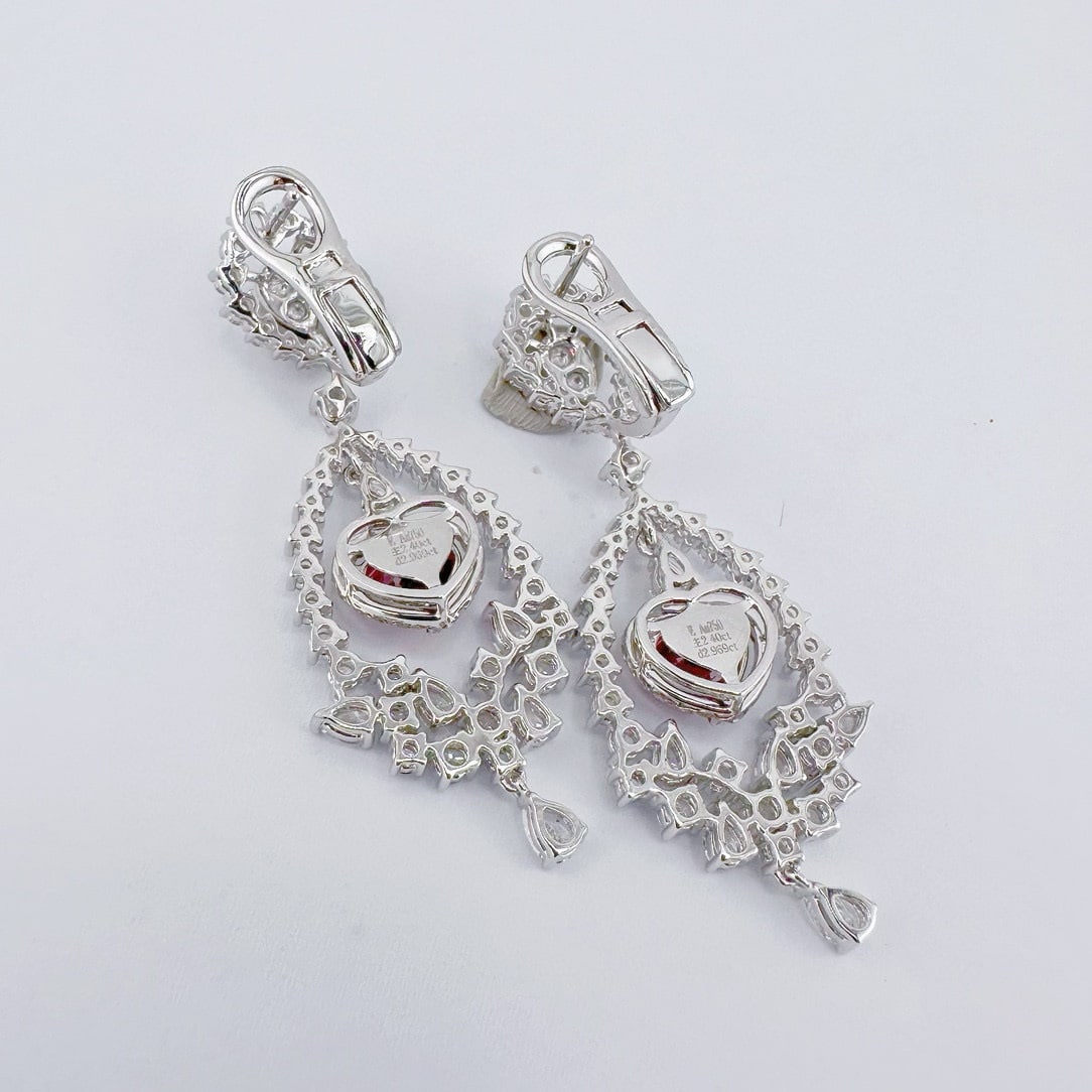 14k Gold 5.37 Ctw Natural Ruby & Diamond Earrings - 5