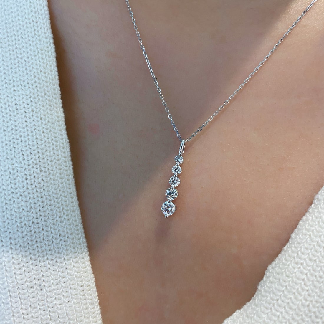 14k Gold 0.45 Ct Natural H Diamond Necklace - 3