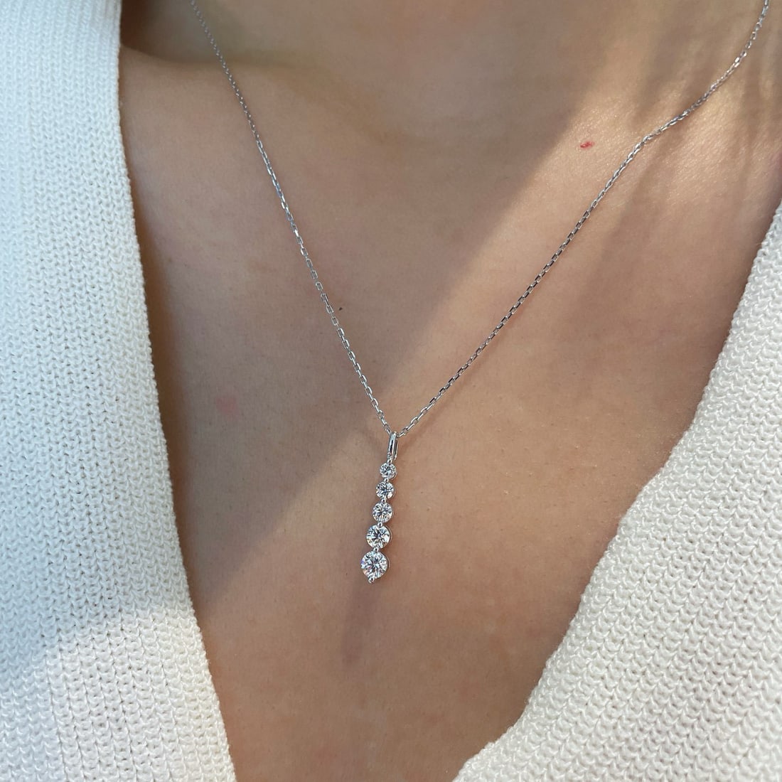 14k Gold 0.45 Ct Natural H Diamond Necklace - 4