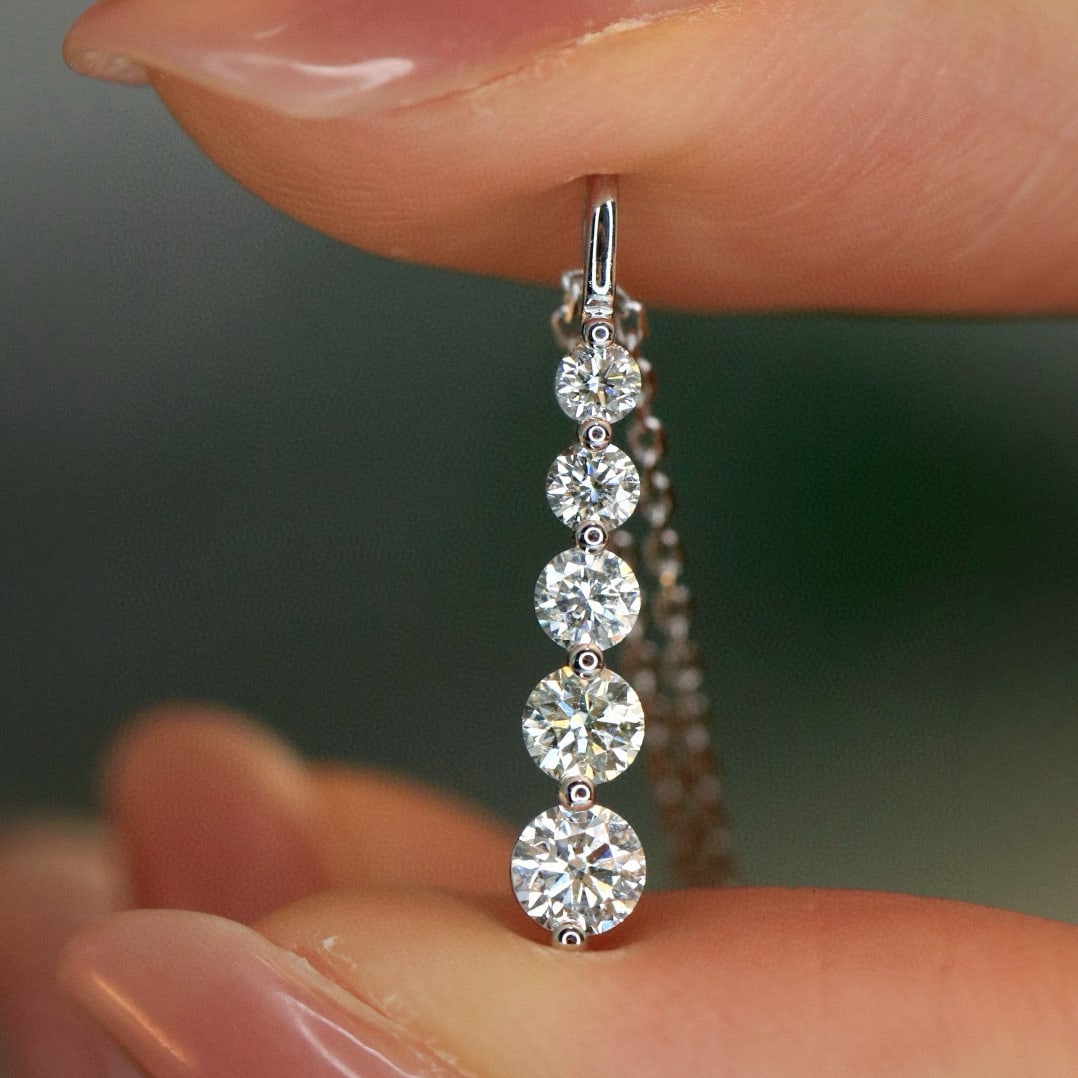 14k Gold 0.45 Ct Natural H Diamond Necklace - 5